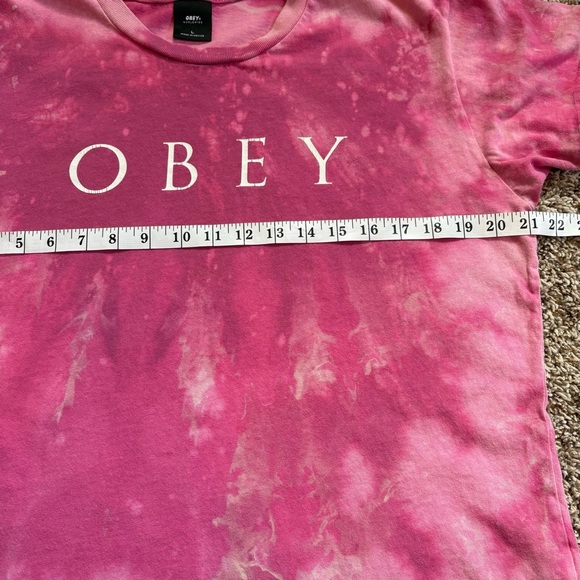 OBEY Graphic Tee Shirt Short Sleeve Pink Large - Picture 8 of 9